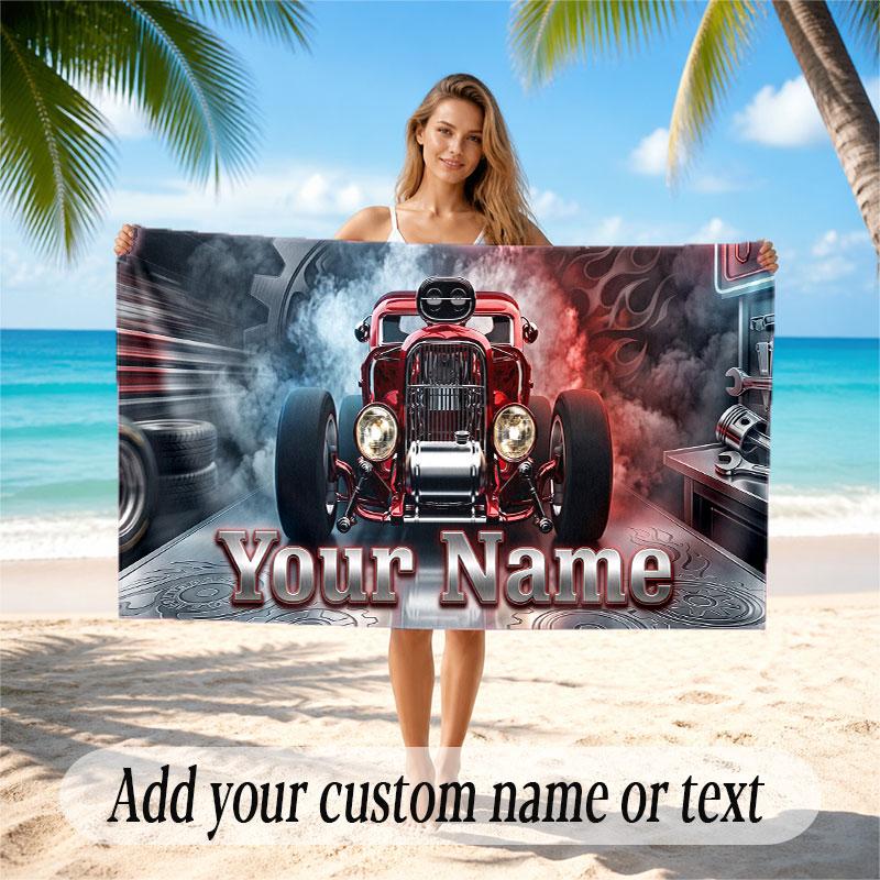 Animals Theme Soft Beach Towel Personalized Custom Name Text Towel Portable for Beach Pool Travel