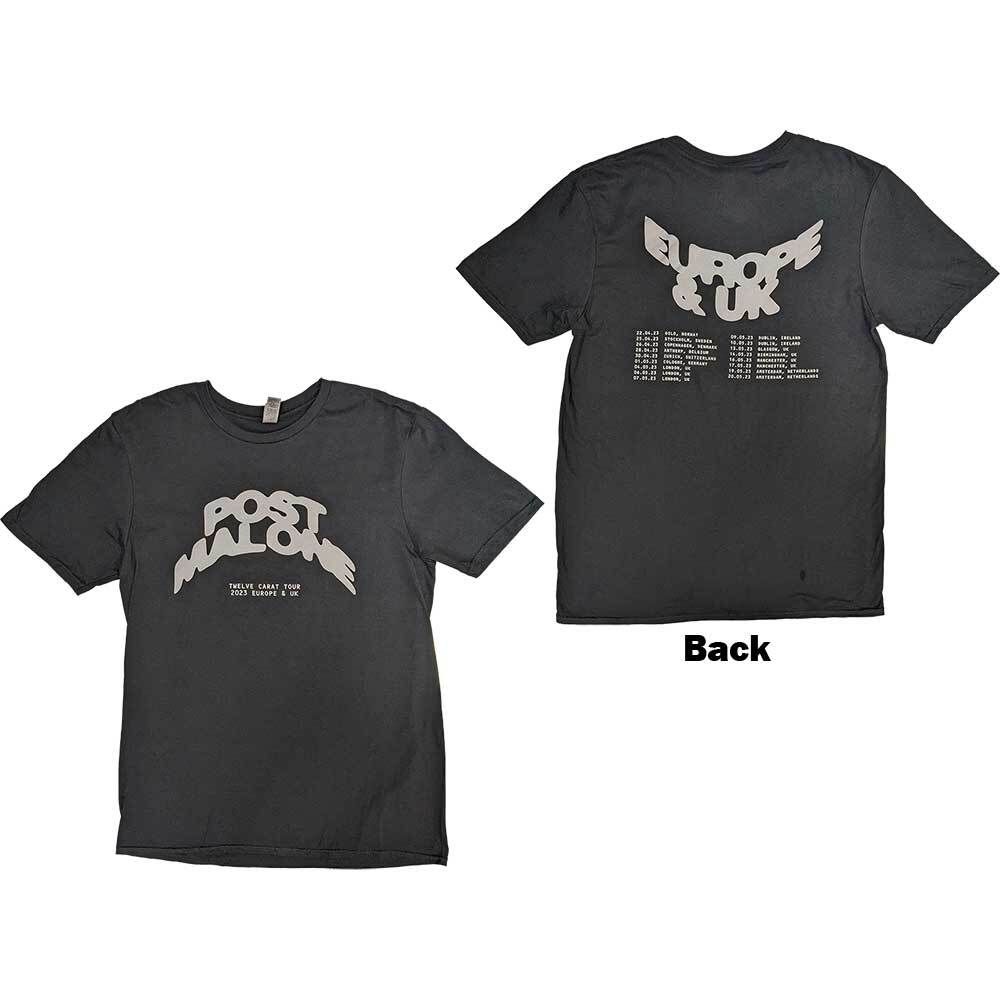 

Post Malone Curved Logo 2023 Tour Dates T-Shirt Black New S