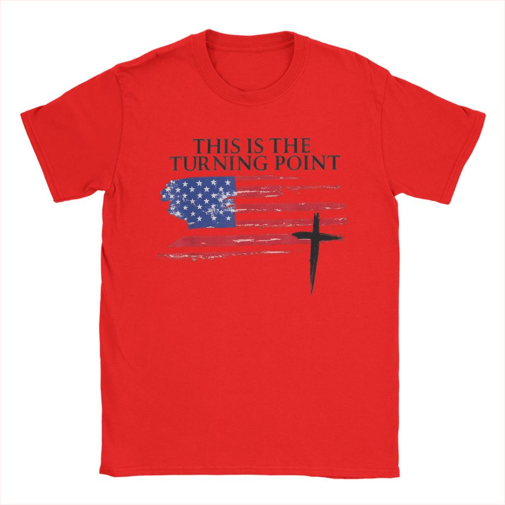 Camiseta Casual Verão Branca Este é O Ponto de Virada Camisetas com Bandeira Americana Camiseta para Homens Casual Barata Camisetas de Manga Curta