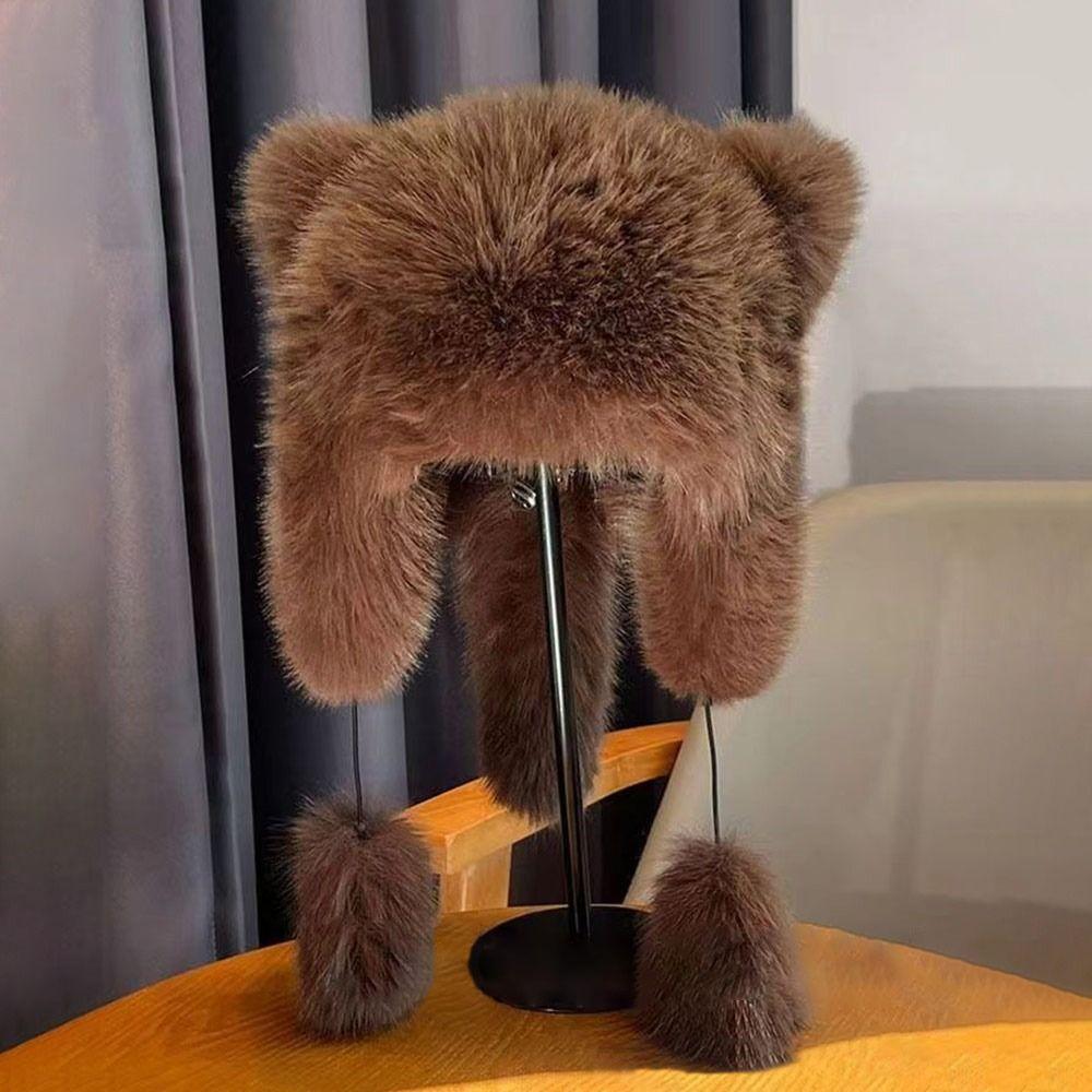 Ear Protection Plush Hat Windproof Big Bear Hat Fashionable Winter Hat  Unisex