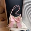 Bow Small, Fresh and Fashionable Large-capacity Bag Women's Bag Contrasting Color Shoulder Bag Spring and Summer New Bucket Bag