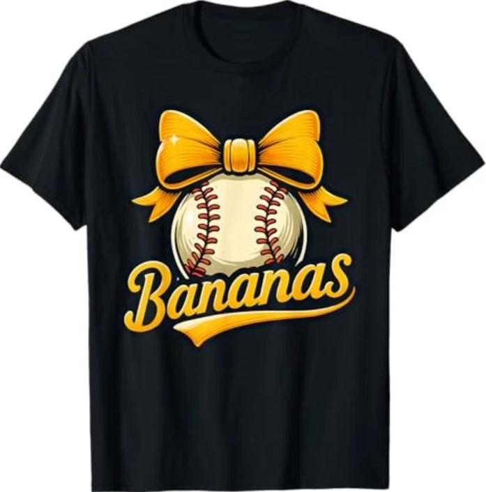 Retro Banana Coquette Bow Yellow Bananas tee T-Shirt XXL
