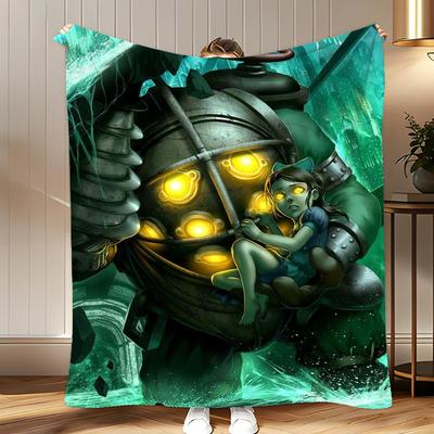 Game Derivative Bioshock Rapture Throw Soft Coral Fleece Blanket 310gsm Fluffy Warm Throw for Sofa Bed Couch Bedroom Decor