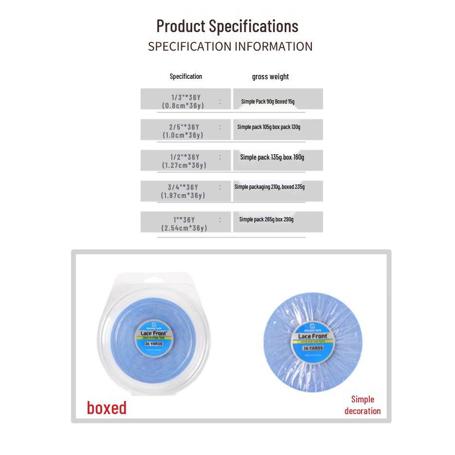 US Blue Glue Lace Wig Double-Sided Tape for Hairpieces, 1/3" X 36Y.