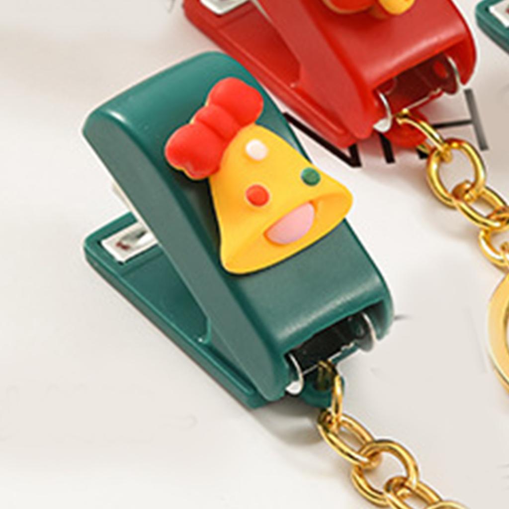 Stapler Multipurpose Cute Cartoon 10 Sheets Capacity Small Manual Table Stapler with Keychain for Christmas Present School