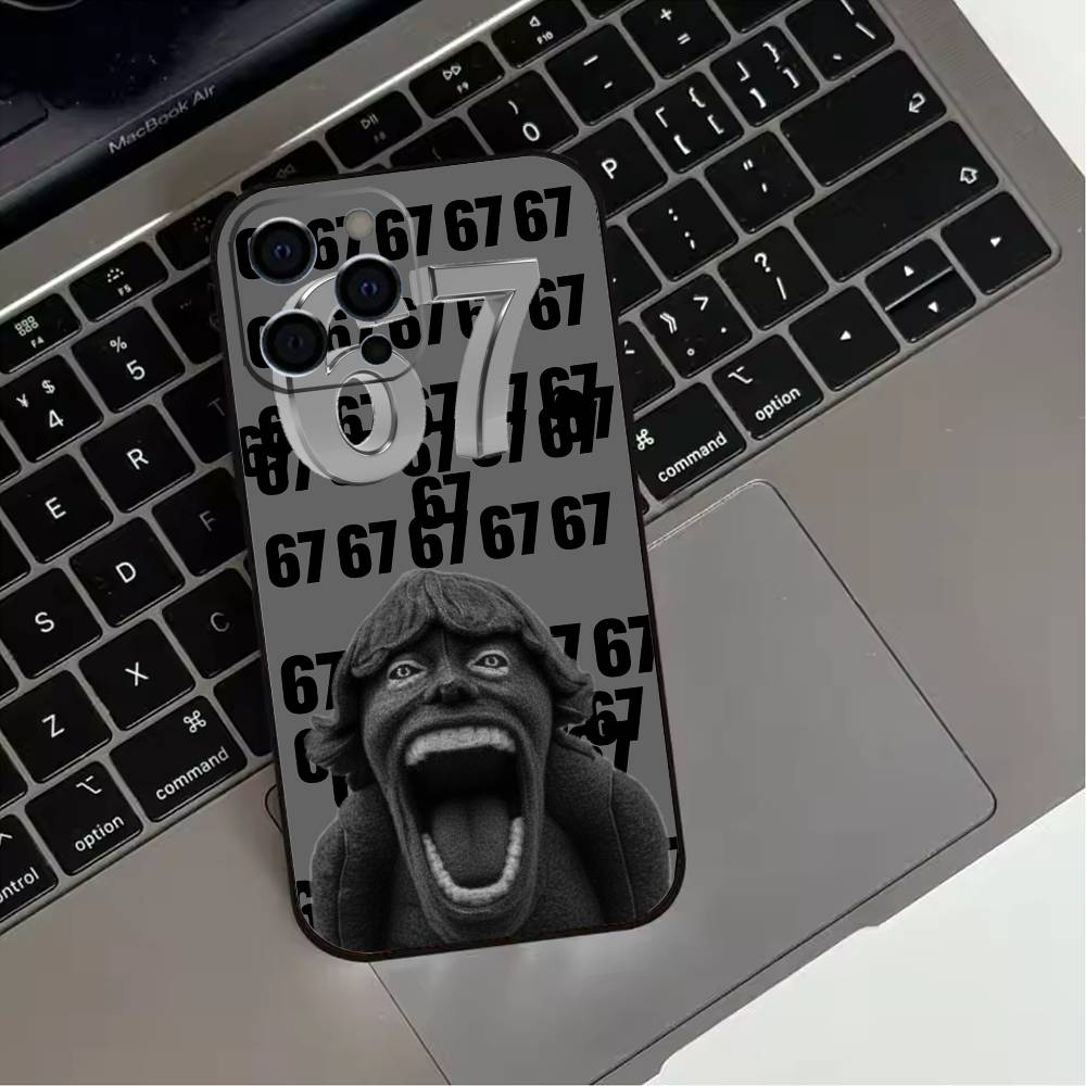 Six Seven 67 Phone Case For iPhone 17,16,15,14,13,12,11 Plus,Pro Max,XS,Soft Silicone Black Cover