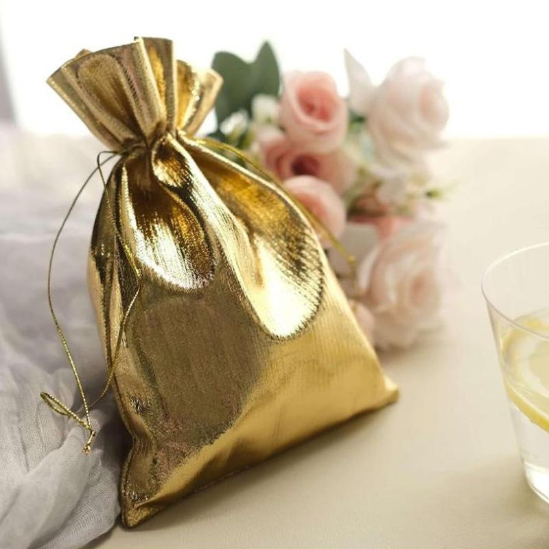 Velvet Jewelry Packaging Bags 10pcs Silver Gold Colors Drawstring Adjustable for Holiday Gift Giving