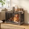 Dog Crate, Wooden and Steel, Sliding Door, Side Table, 100 x 60 x 68 cm, Gray Wood Effect