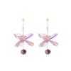 Romantic Purple Diamond-Encrusted Flower Earrings Super Fairy Mori Small Fresh Girlish Earrings Sweet Fairy Style