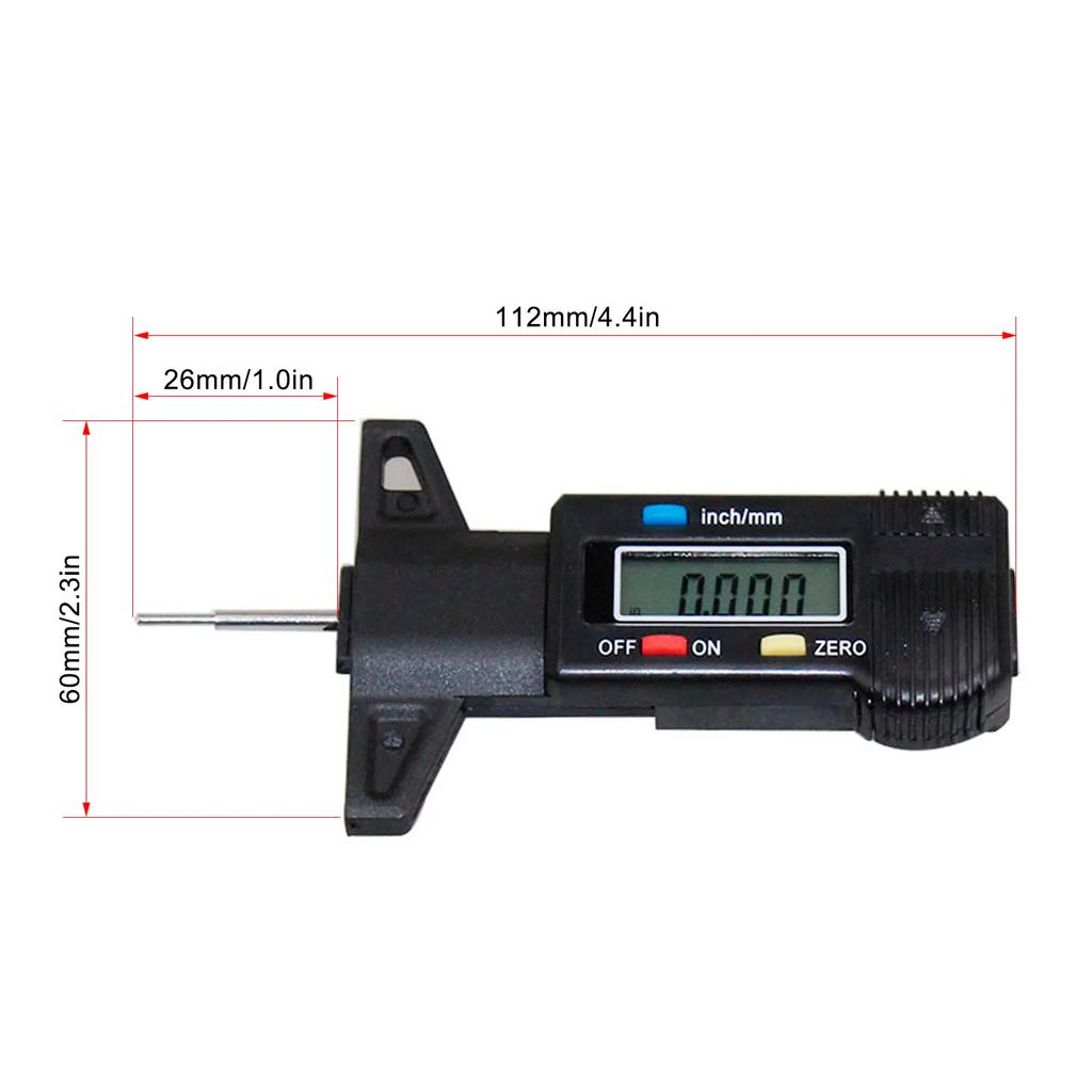 Digital Depth Gauge Caliper Tread Depth Gauge LCD Tire Tread Gauge For Car Tire 0-25mm Measurer Tool Caliper Repair Tools