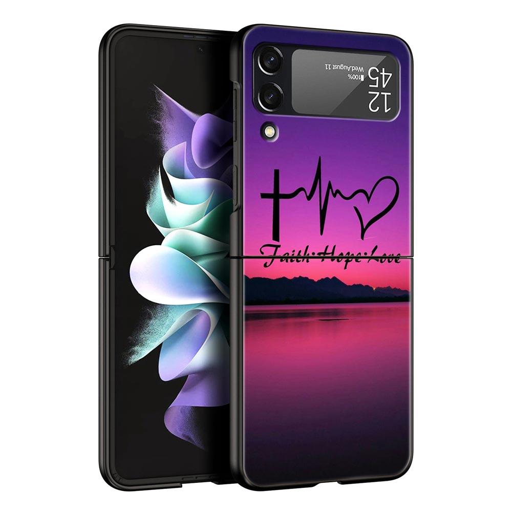 

Hard PC Phone Case For Samsung Galaxy Z Flip 7 6 5 4 Black For Galaxy Z Flip 3 Foldable Faith Christian Religious Jesus Clear Z Flip 6