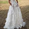 Women's V Neck Sleeveless Maxi Dress Loose Fit Mid Rise Elegant Wedding Dress Lace Bridal Evening Gown