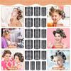 13pcs Black Self Grip Hair Rollers No Heat Hair Curlers Heatless Curls Hair Bangs Volume Self-adhesive Hook DIY Styling Tools