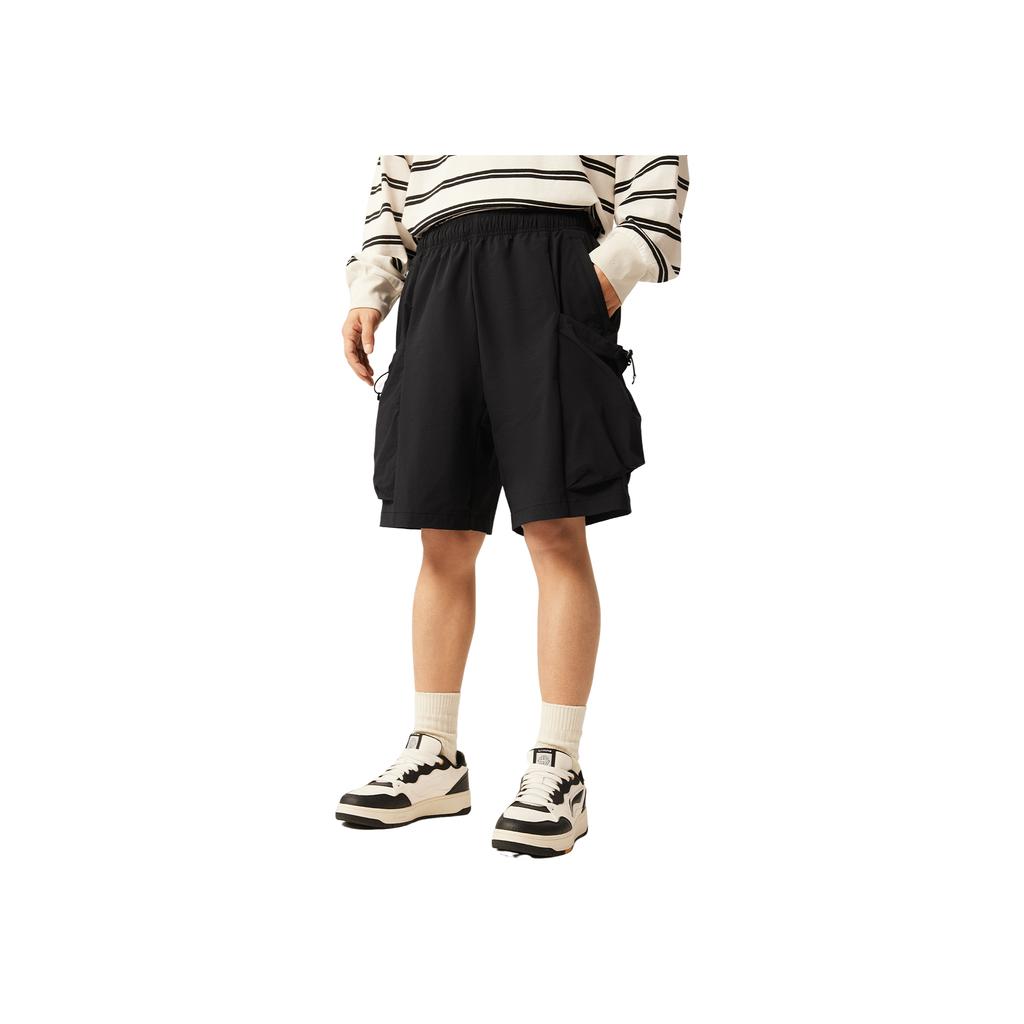 Li Ning Sports Lifestyle Series Solid Color Mid Waist Ice Silk Quick Dry Cool Breathable Versatile Straight Leg Sports Shorts Men Shorts AKSV289-4