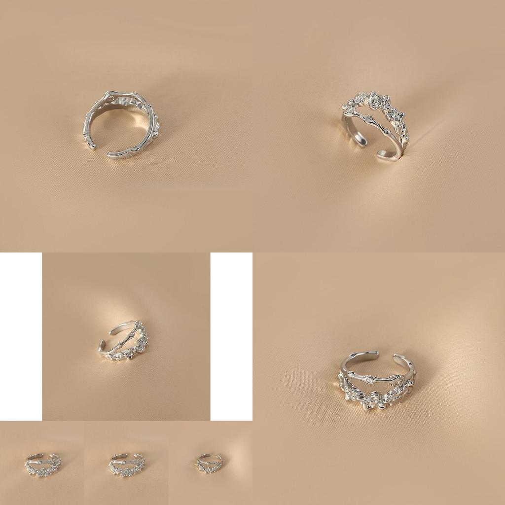 Elegant Korean Style Irregular Lava Ring For Women Adjustable Open Finger Ring