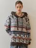 M.GRAF Nordic Pattern Oversized Hooded Knit Pullover