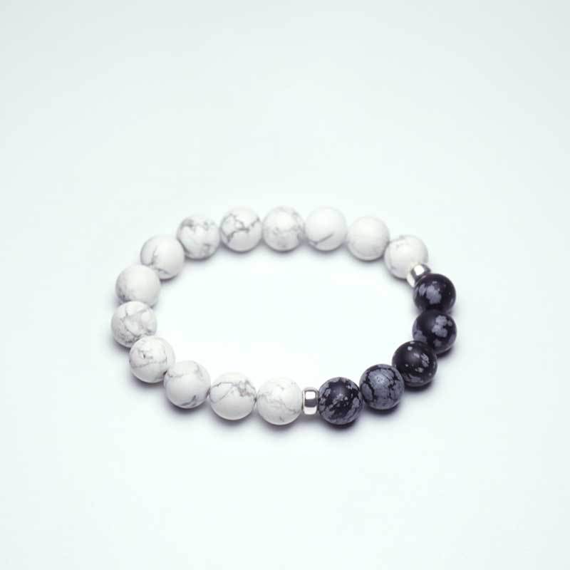 Handmade Natural Volcanic Stone Snowflake Stone Bead Bracelet Men's Retro 10/8mm Elastic Bead Couple Bracelet