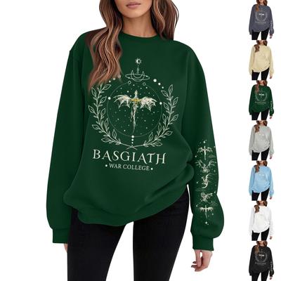Women's Casual Loose Print Crew-neck Long Sleeve Hoodie Top
