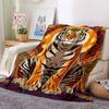 1pc Tiger Print Blanket, Lightweight Flannel Fleece with Digital Printing, Soft Warm for Sofa, Travel, Camping, Office, Couch, Chair, and Bed, All-Sea