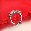 [THREE MAN] 0.7 Carat 7 Diamond Ring in Sterling Silver; White Gold Plated Anniversary Ring for Women