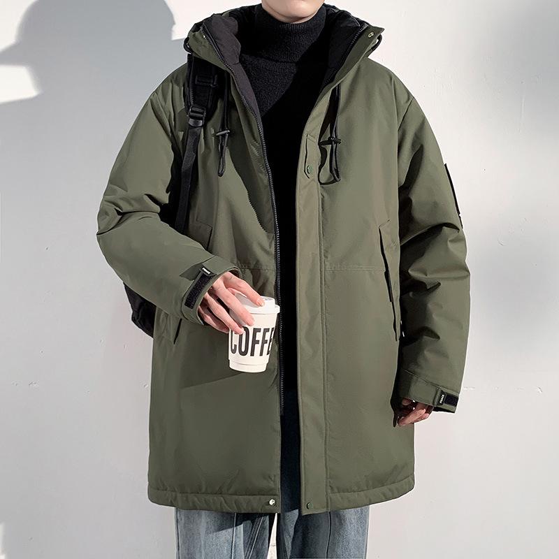 

2023 Winter Mid-length Hooded Cotton Coat - Thick & Warm S армія зелений колір