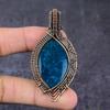 Natural Blue Amber Gemstone Handmade Copper Wire Wrap Pendant Jewelry 2.76" S7U64