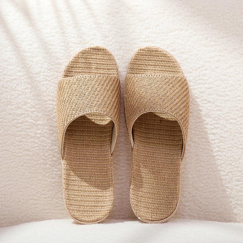 Four Seasons Unisex Breathable Linen Slippers - Sweat-Absorbent, Odorless, Silent On Wood Floors