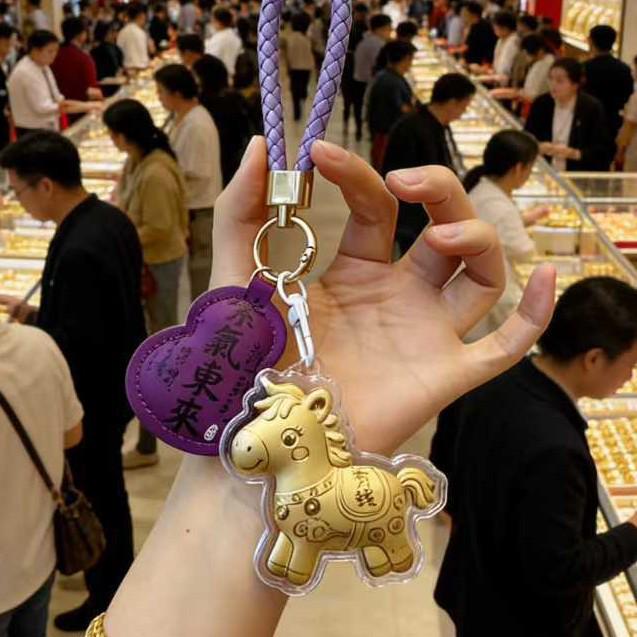 24K Gold Zodiac Horse Keychain Charm & Lanyard - Trendy Gift