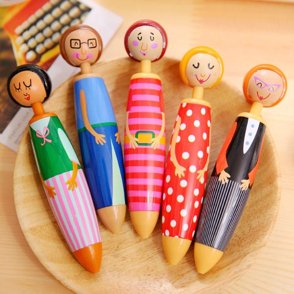 5Pcs/bag Stationery Neutral Pen Cartoon Doll Pen Cute Ballpoint Pen