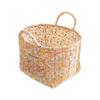 Fabric Floral Pattern Storage Basket Large Capacity Quilted Design Bento Handbags Collapsible Design Easy Carry Handles
