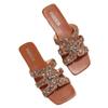 2024 sommer Mode Neue Sexy Casual Komfortable Einfarbig Kristall Sandalen Karree Flache Ferse Hausschuhe Zapatos Mujer Sandalen