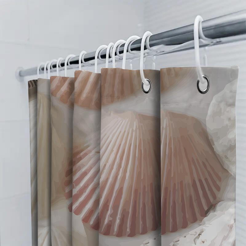 Seashell Pattern Shower Curtain Soft Fabric For Bathroom Decorations
