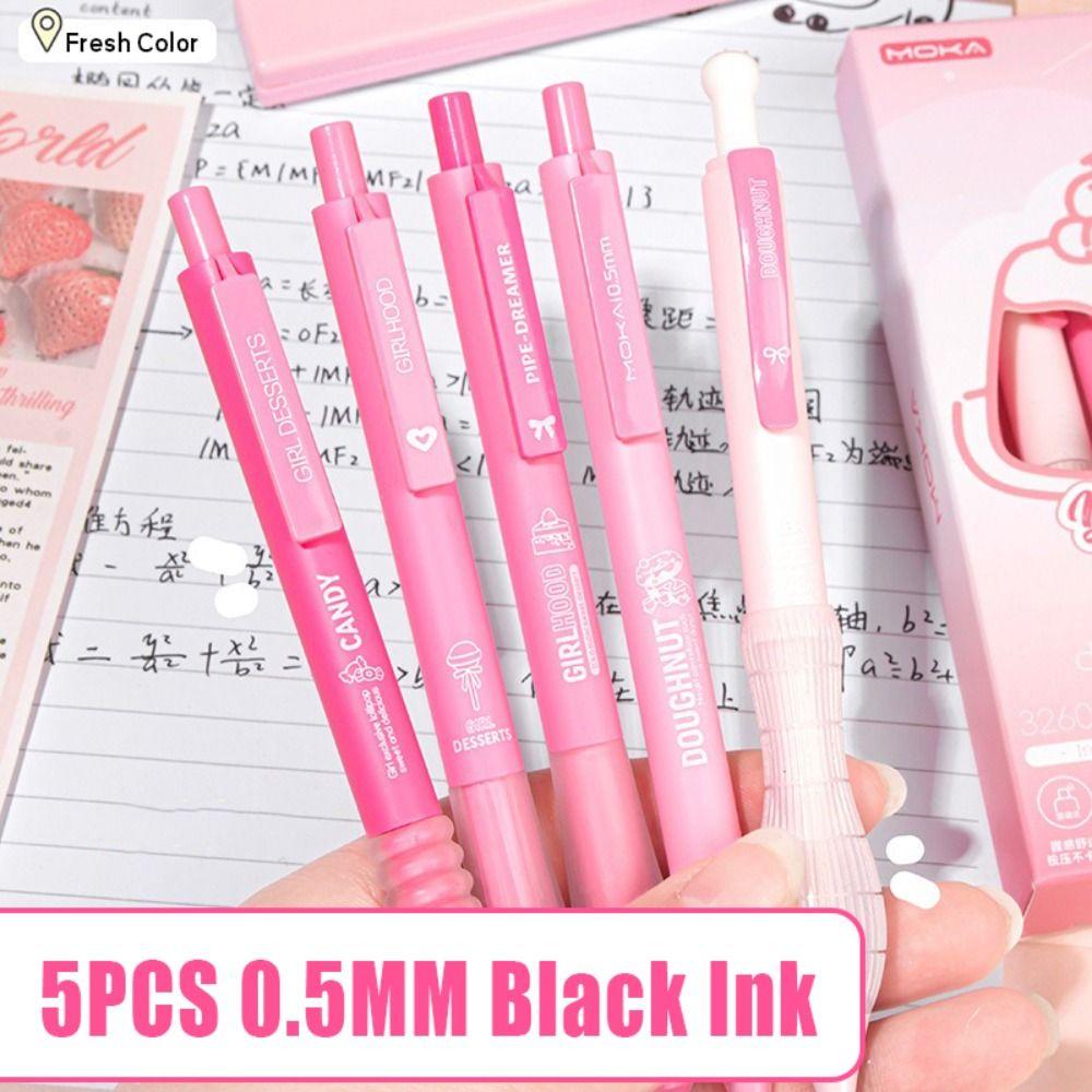 5PCS/Set Press Type Gel Pen ST Tip Ballpoint Pen Multifunctional Writing Tool School Office