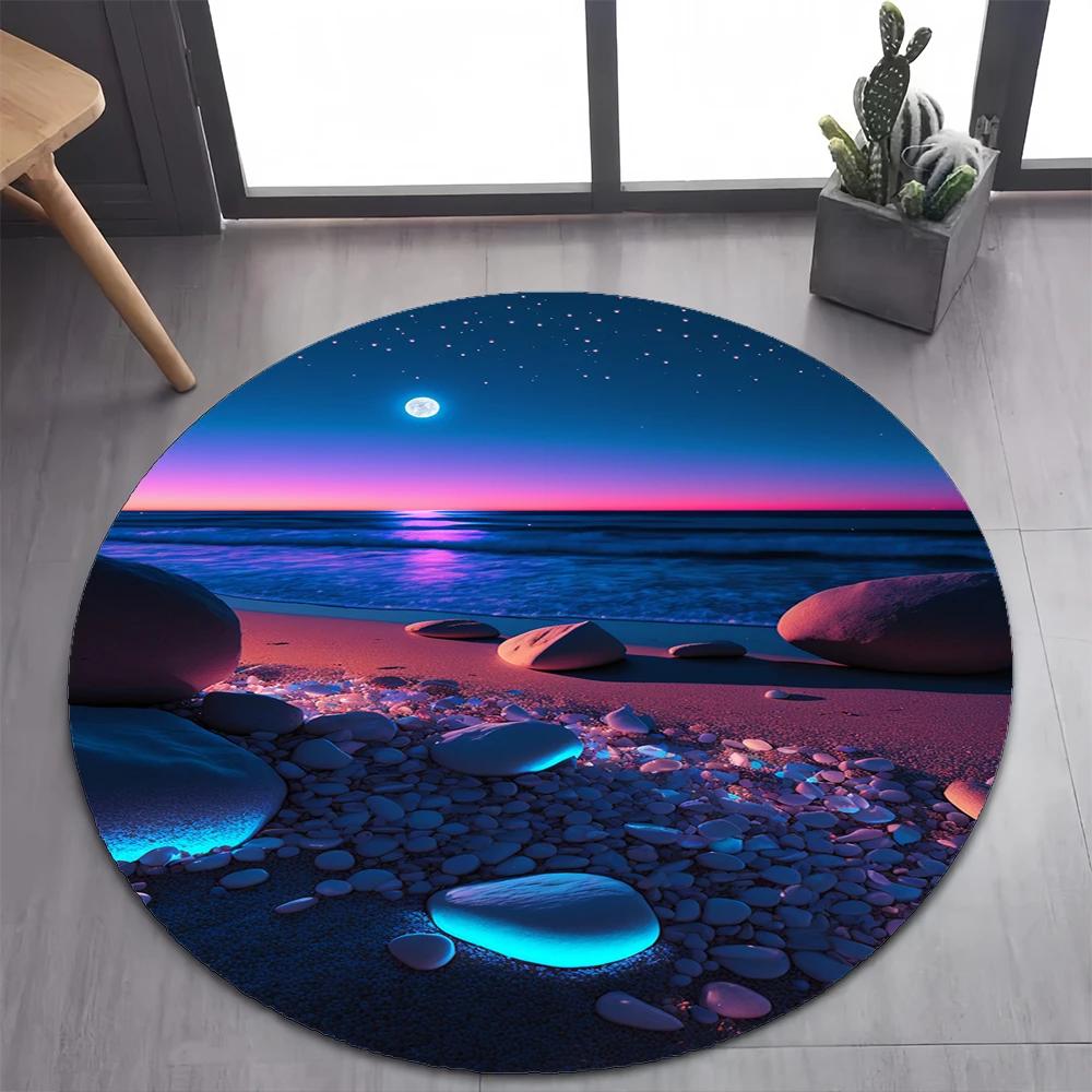 Colorful Pebble Rainbow Road Beach Stone 26 Style New Round Carpet Rug for Bedroom Living Room Decoration,pet Decor Floor Mat