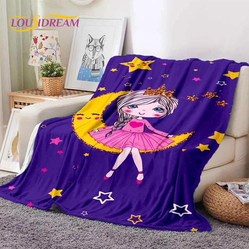 Cute Ballet Girl Ballerina Fairy Cartoon Soft Flannel Blanket for Bed Bedroom Sofa Picnic,Throw Blanket for Outdoor Leisure Gift
