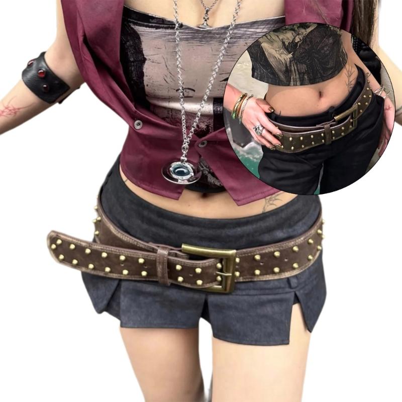 Hip Hop Trend Waist Belt Punk Wide Chain Heavy Duty Grunge Chain Modern Waistband Waist Chain Studded Belt