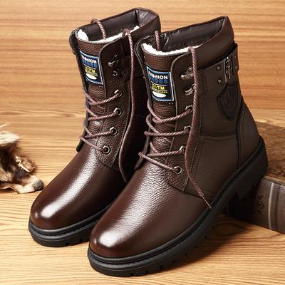 2025 Winter New Men's High-top Cotton Shoes Thick-soled Velvet Thermal Cotton Boots Round Head Belt Martin Boots Men 2899