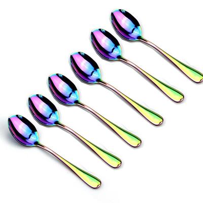 1pc Stainless Steel Rainbow Color Teaspoon Western Style Dinnerware Set Ice Cream Kids Coffee Spoon Soup Tableware Set
