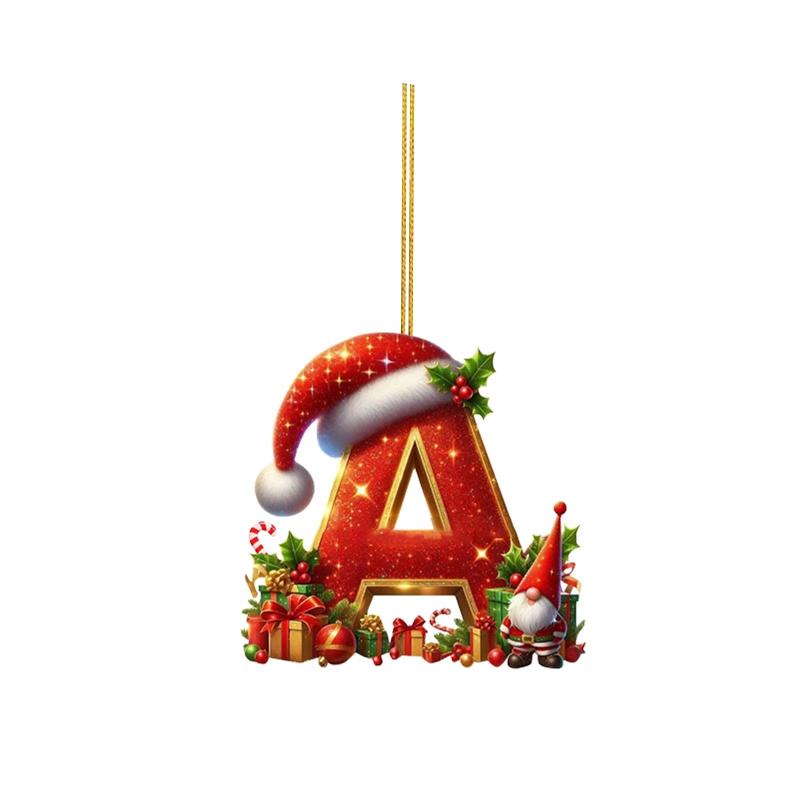 Christmas 26 Letters Ornament Flat Hanging Pendant Personalized Holiday Festive Tree Decor Gift For Christmas Party Ornament