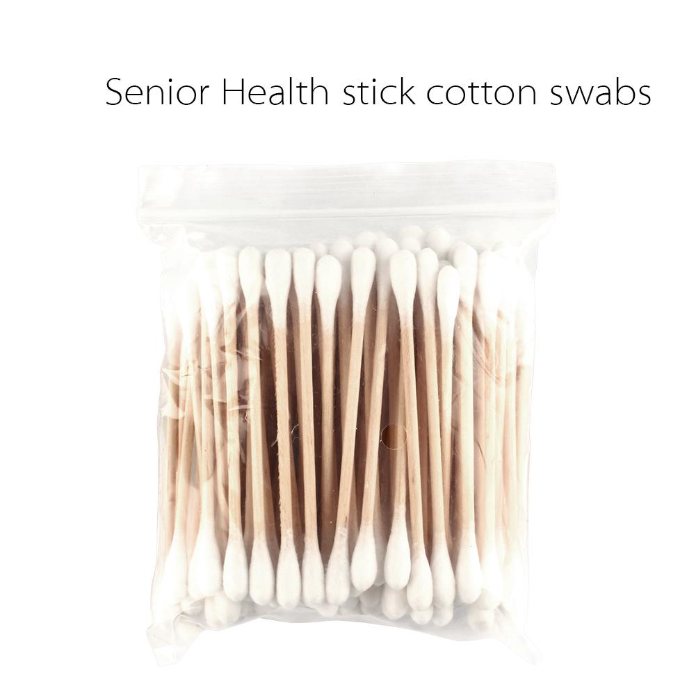 80PCs Pack High Quality Cotton Swab Double Head Health Wood Makeup Brushes Cosmetics Ear Clean