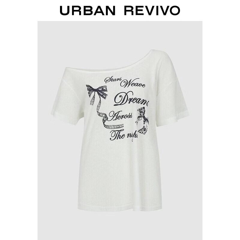 UR2026 Women s Letter Print Boat Neck T-Shirt XL