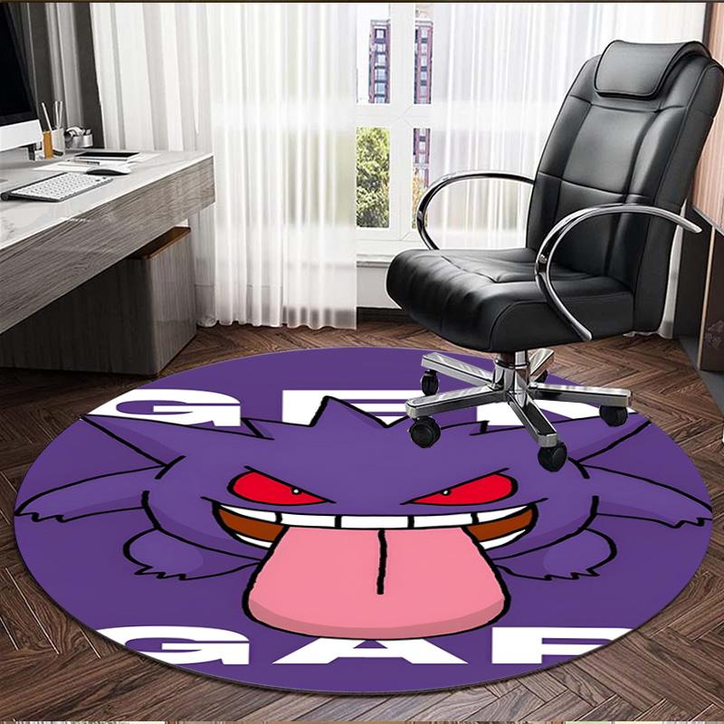 Kulatý koberec s potiskem Gengar, Omyvatelný podlahový koberec, Do předsíně, Koleje, Prádelna, Kancelář, Pracovna, Domácí dekorace, Dárek k narozeninám, Vánocům
