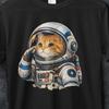 Katzen-Astronauten-Shirt, Japanisches Katzen-Shirt, Japanisches Retro-Katzen-Shirt, Katzen-Astronauten-Shirt, Katze Mond T-Shirt, Katzen-Weltraum-Shirt, Vintage T-Shirt