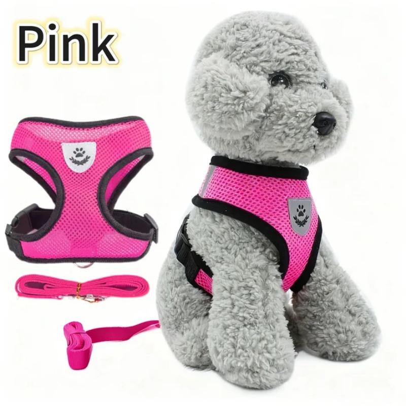 Summer Cat Dog Harness Lead Leash Adjustable Vest Polyester Mesh Breathable Harnesses Reflective for Small Dog Cat Lesah