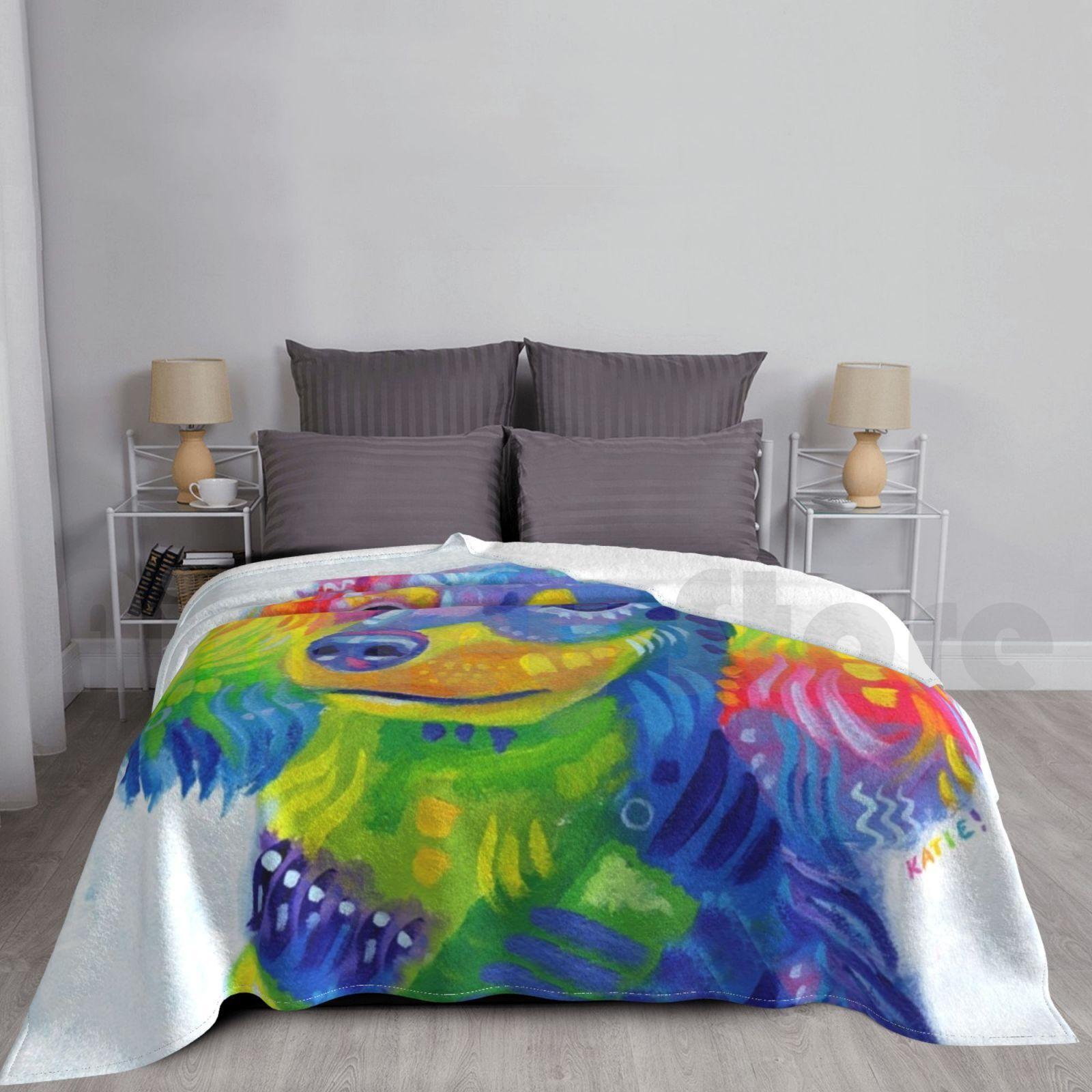 Rainbow Puppy Blanket Fashion Custom Puppy Dog Rainbow Chiweenie Dachshund Chihuahua Size: 75*100cm, Weight: 230 GSM
