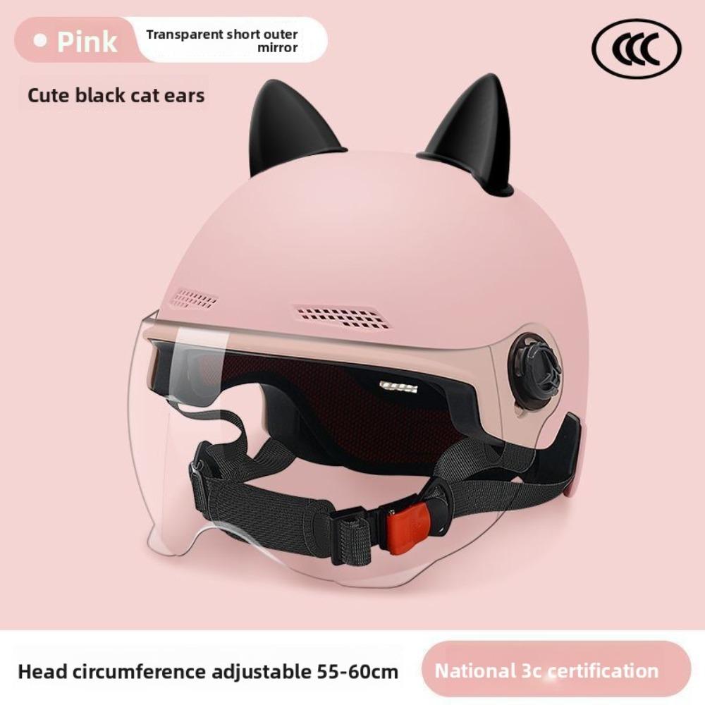 Suitable for Electric Vehicles, Women's Summer Sunscreen, Women's Battery Car, An Hat, Cute Cat Ears, Universal In All Seasons, Half Helmet Men