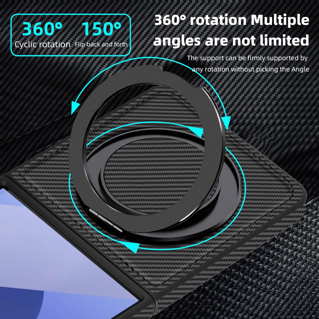 Minimalist Kevlar Carbon Fiber Magnetic Holder Case for Samsung Galaxy Z FliP 7 6 5 4 3 For Mag-safe 360 Rotating Bracket Cover