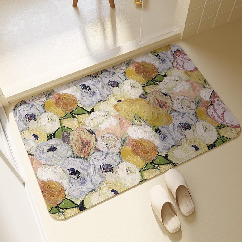 Bathroom Entrance Diatom Mud Floor Mat Semi-circular Anti-slip Quick-drying Foot Mat Bathroom Toilet Door Absorbent Household Carpet