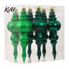 Shatterproof Plastic Holiday Baubles 6 Pcs Finial Drop Christmas Ornament, Glitter Vintage Style Gourd Ornaments Tree Decoration for Hanging