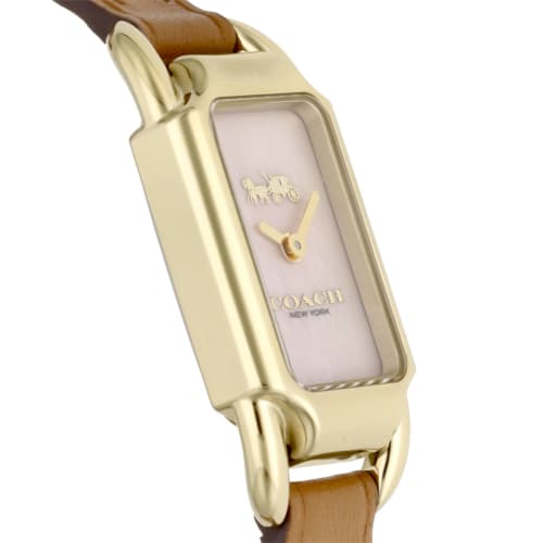 Coach CADIE Women's 28mm Watch with White Pearl Dial, Stainless Steel, and Quartz Movement, Brown, 14504028